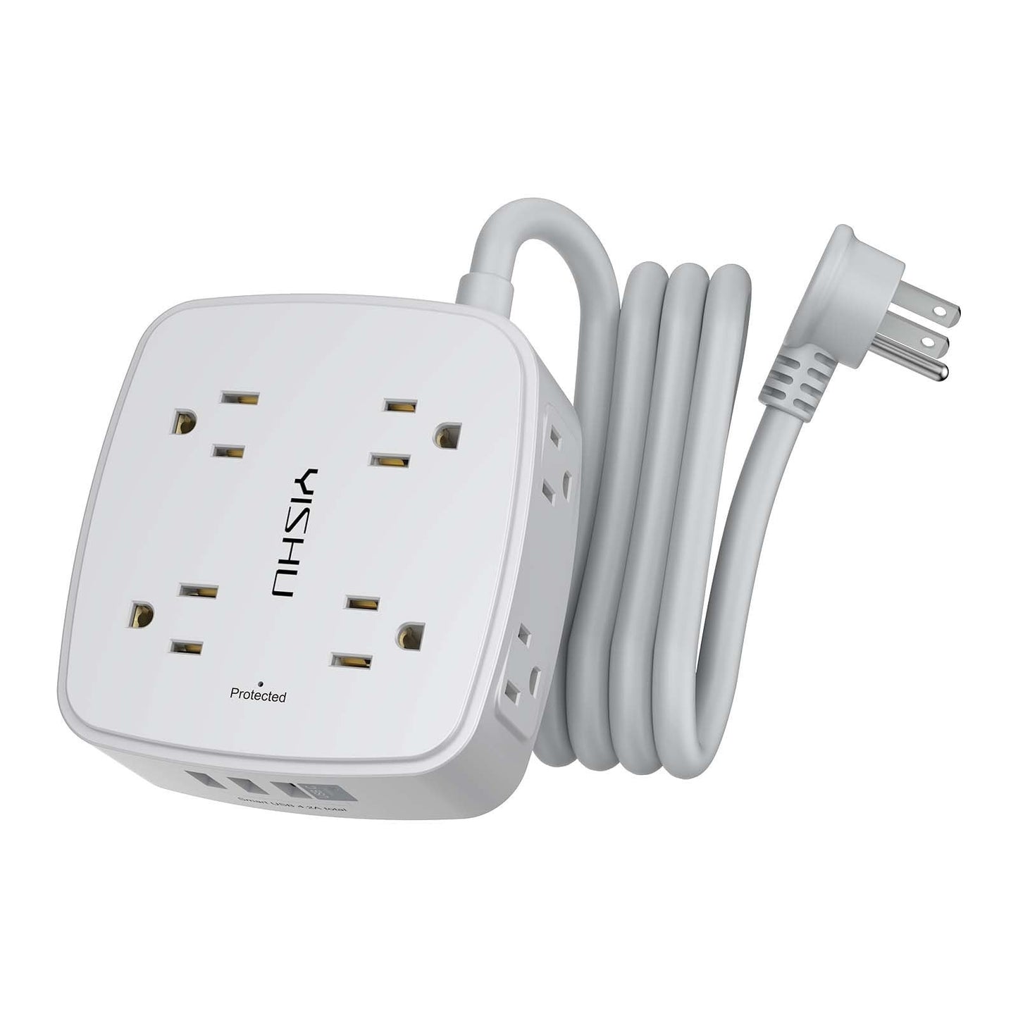 6ft Surge Protector Power Strip, 8 Outlets & 4 USB Ports, Flat Plug, Wall Mount,1