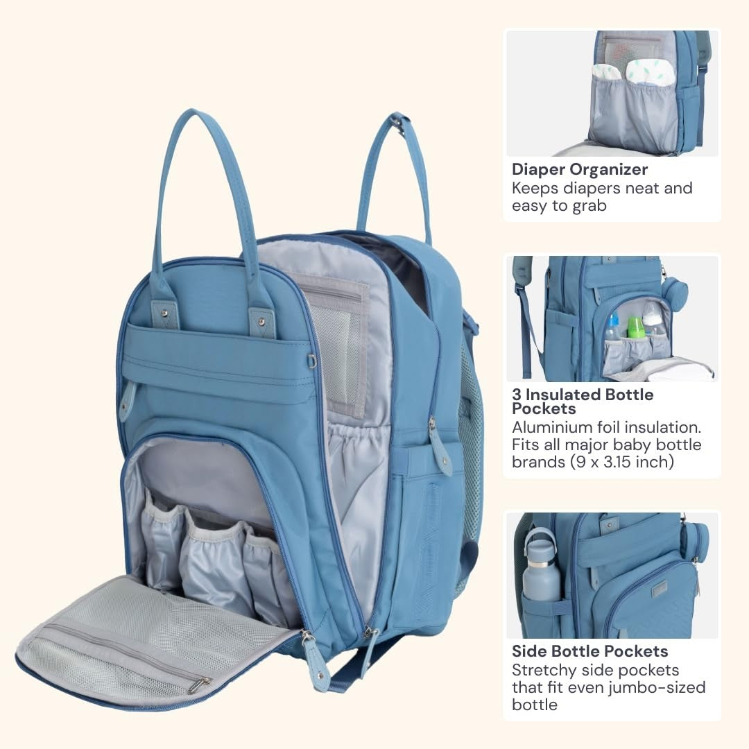 Multi Function Water Resistant Diaper Bag Backpack   Baby Travel Tote, Changing5