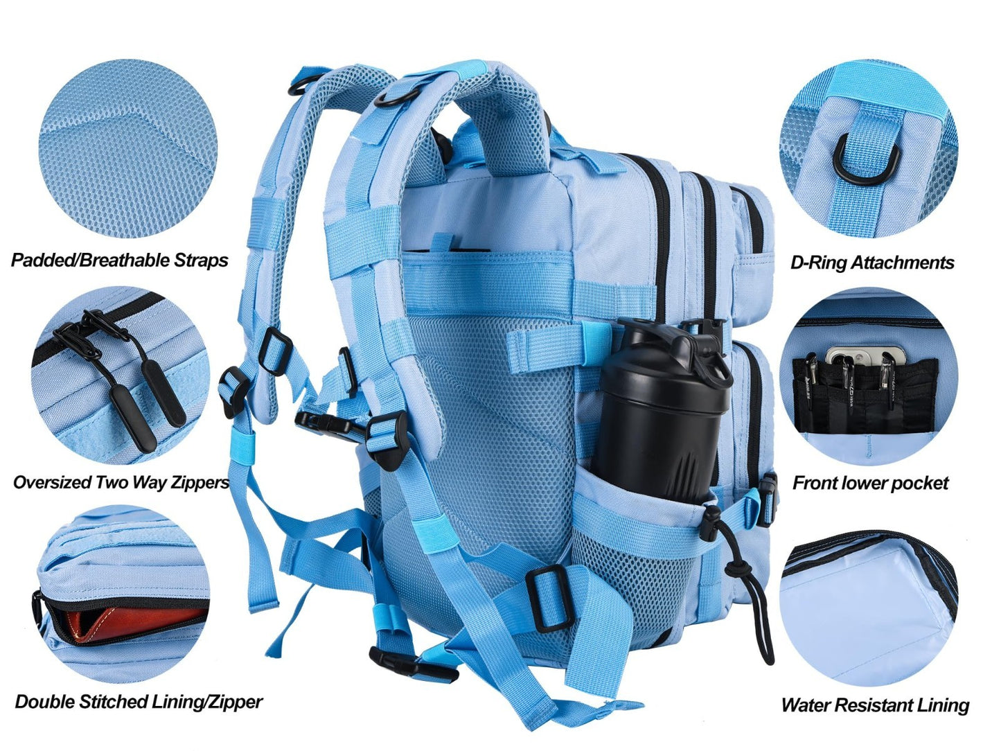 Tactical Military Backpack 25L/35L Army Assault Pack Rucksack with Water Bottle3