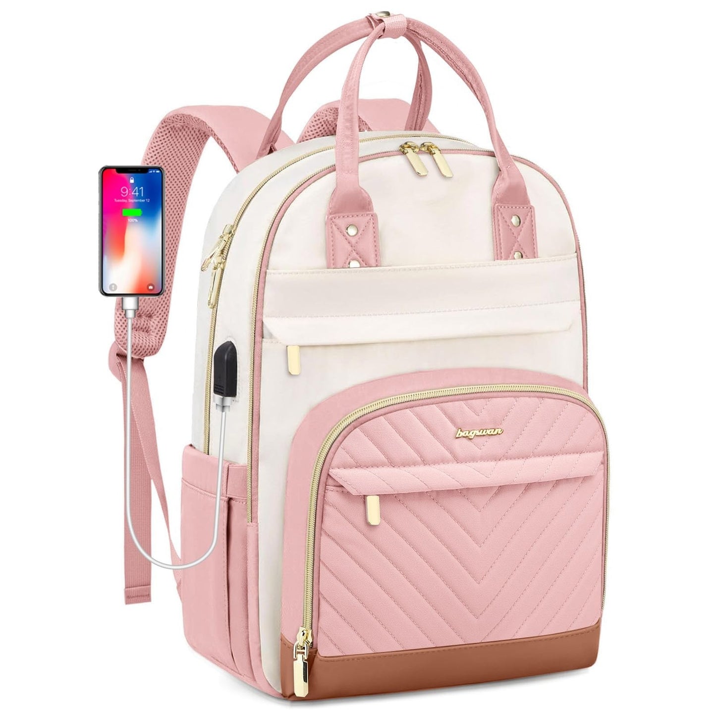 Stylish Waterproof School Backpack for Women & Teens   15.6" Laptop Bag with USB1
