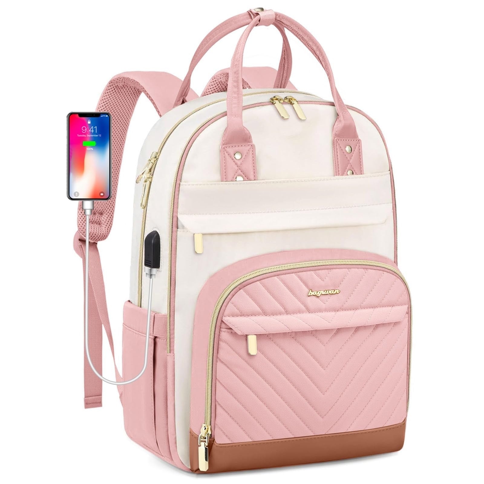 Stylish Waterproof School Backpack for Women & Teens   15.6" Laptop Bag with USB1