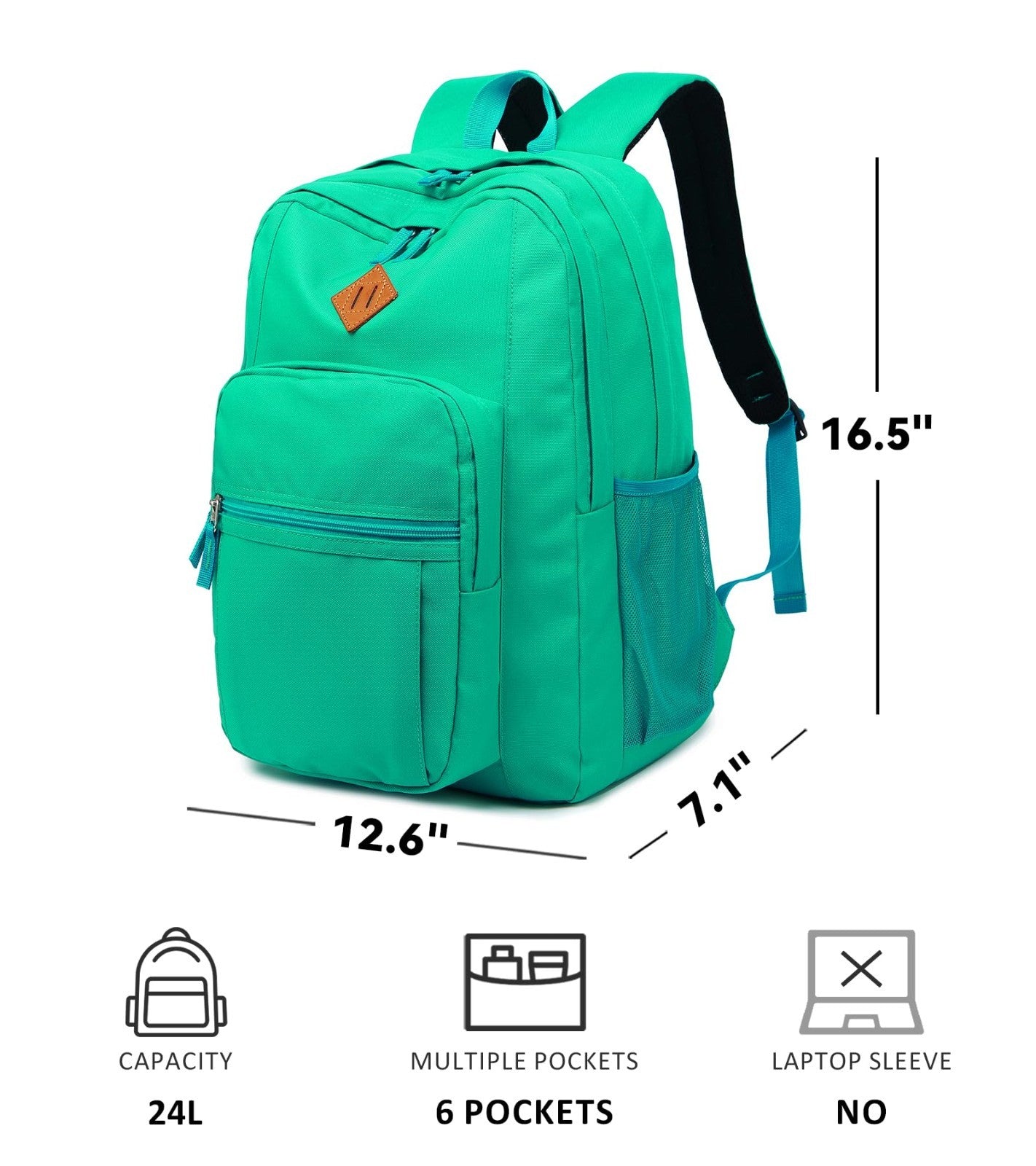Water Resistant Women's Travel Backpack, College Bookbag for Men & Women   Teal5