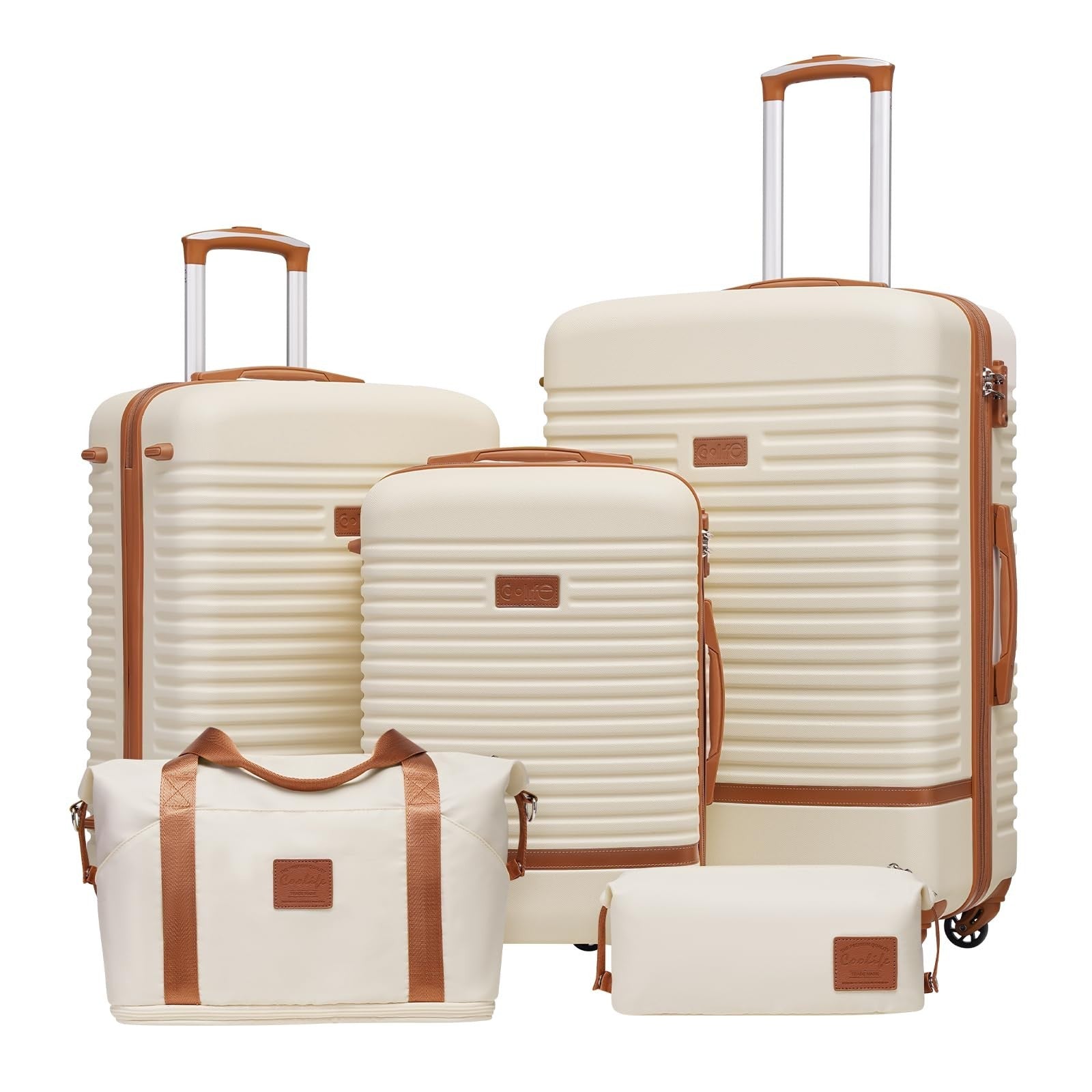 5-Piece White Luggage Set - Carry-On Suitcase with 360° Spinner Wheels, Trolley1