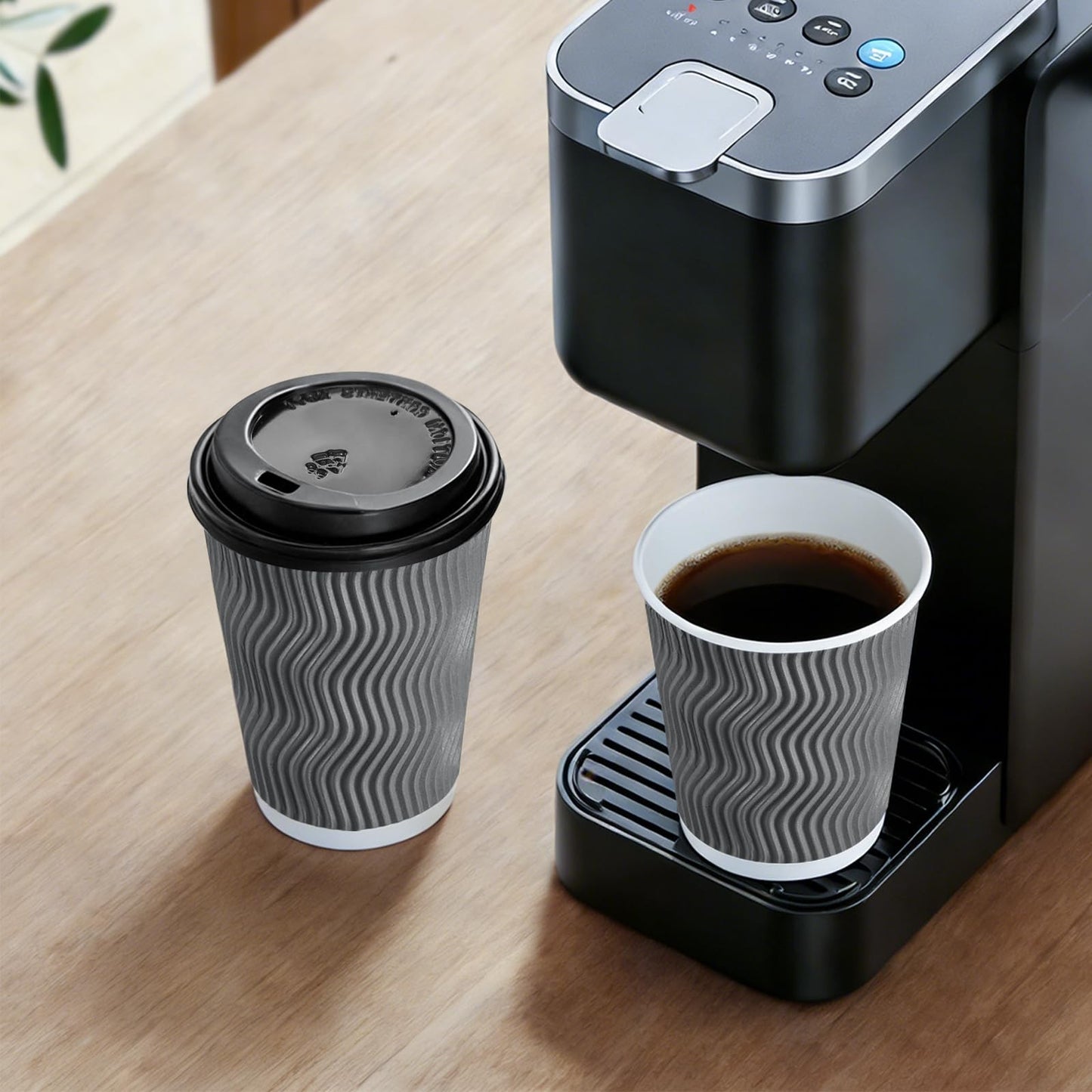 50 Pack 10 oz Insulated Disposable Coffee Cups with Lids for Hot Drinks, Travel4