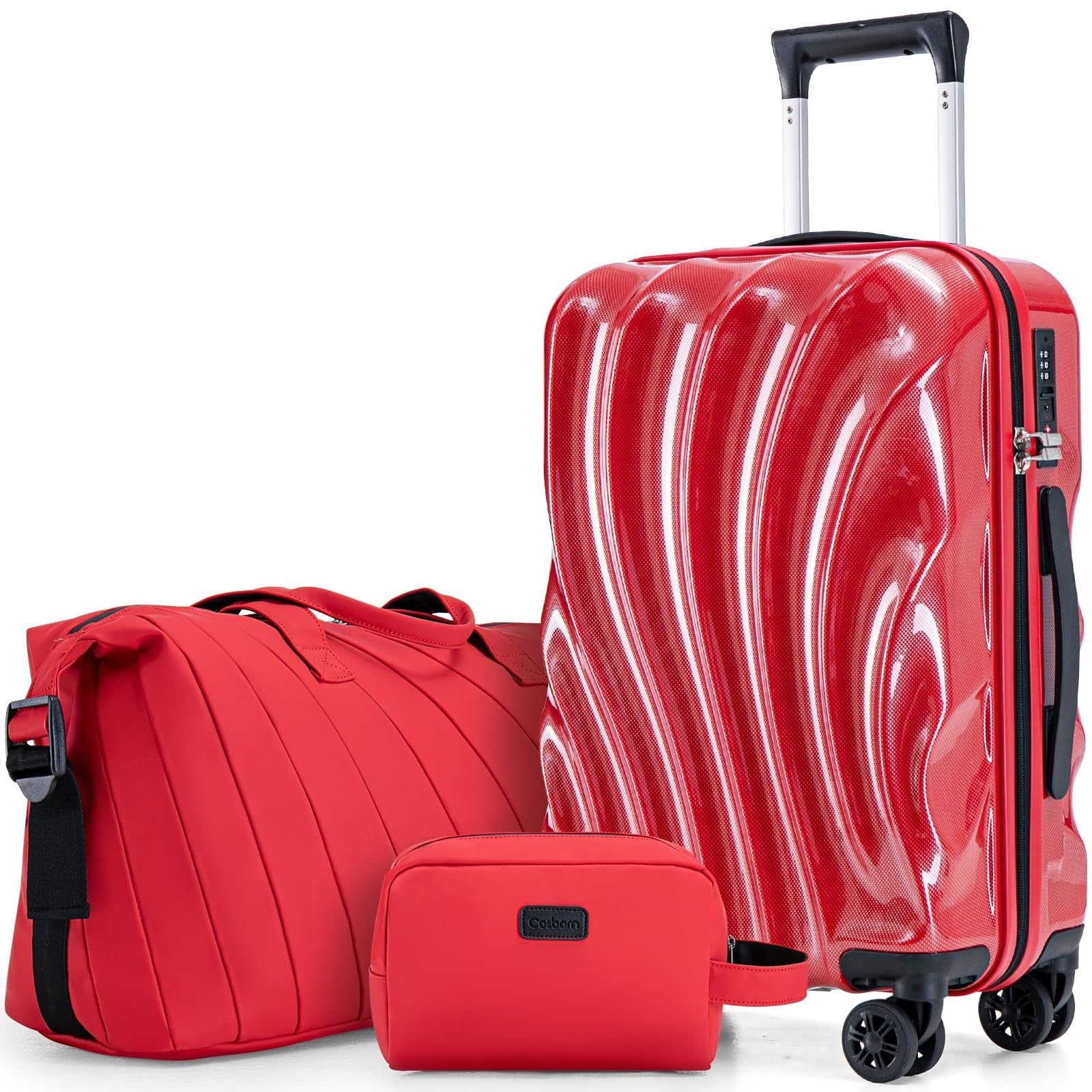 3-Piece Hardshell Luggage Set with Wheels, Lightweight Carry-On Suitcases, TSA L0