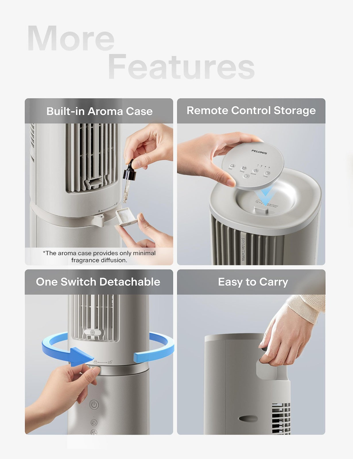40 Inch Oscillating Tower Fan with Remote   Quiet, 4 Speeds, 90° Oscillation, 208