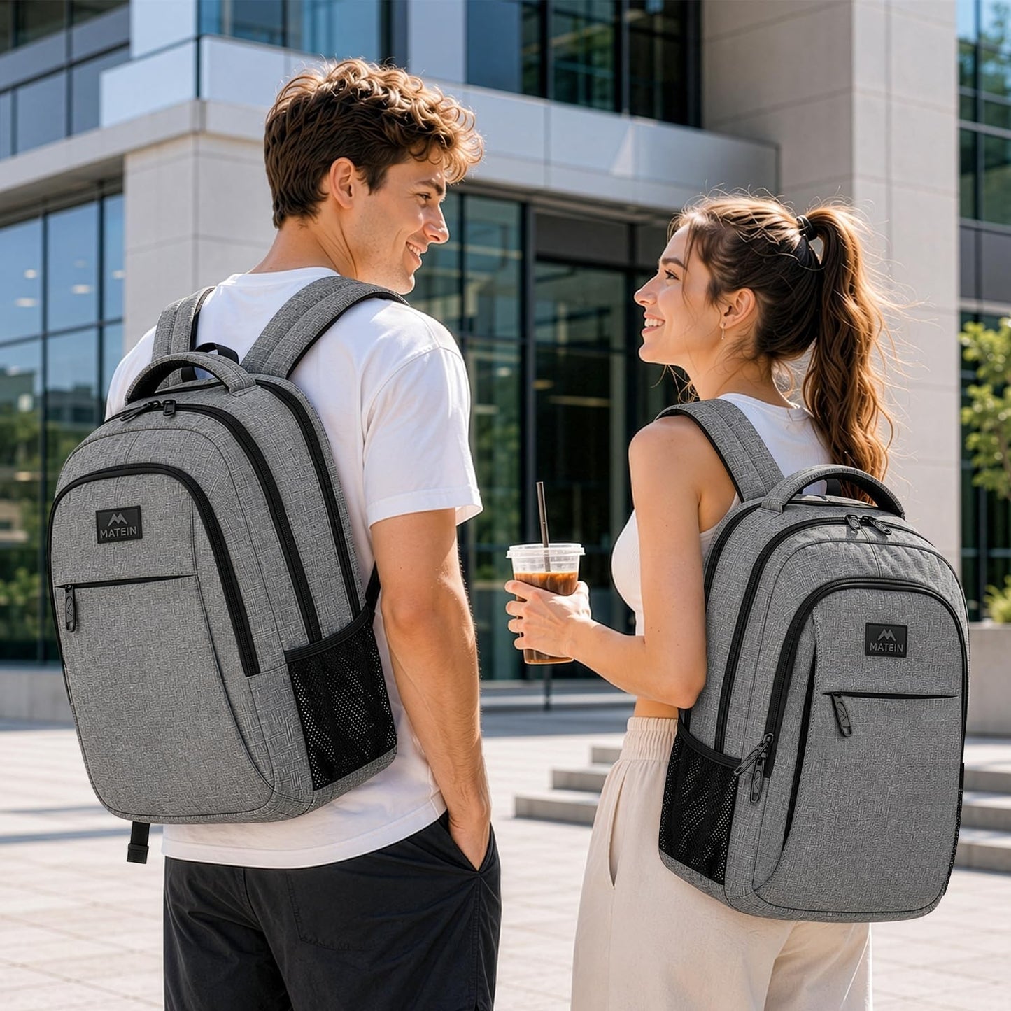 Spacious 15.6" Travel Laptop Backpack   College School Computer Bag, Grey2