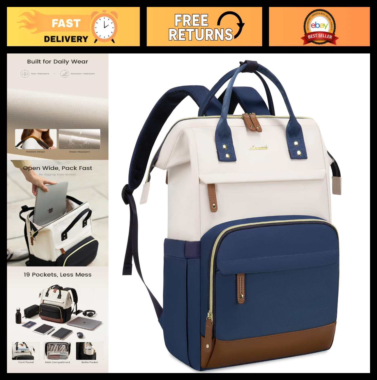 Stylish 15.6" Laptop Backpack for Women   Large Capacity, Waterproof Work & Trav0