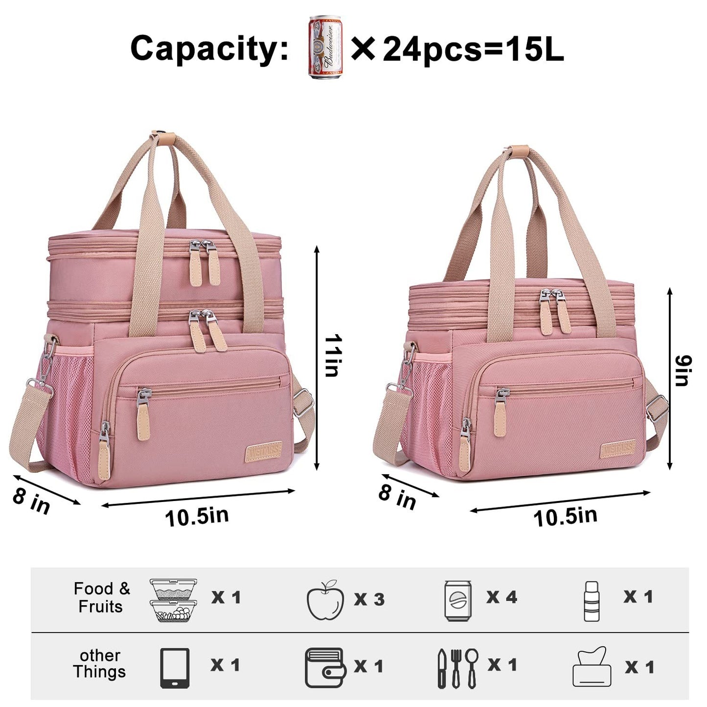 Insulated Lunch Bag for Women - Large Dual Compartment, Leakproof, Perfect for W2