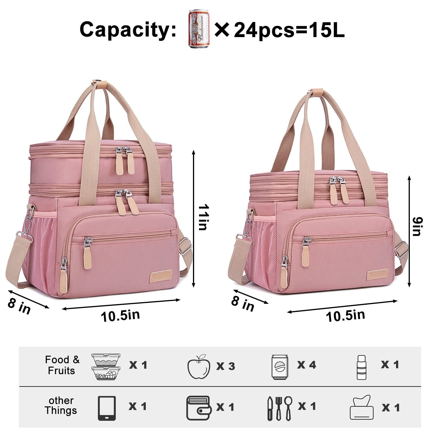 Insulated Lunch Bag for Women - Large Dual Compartment, Leakproof, Perfect for W2