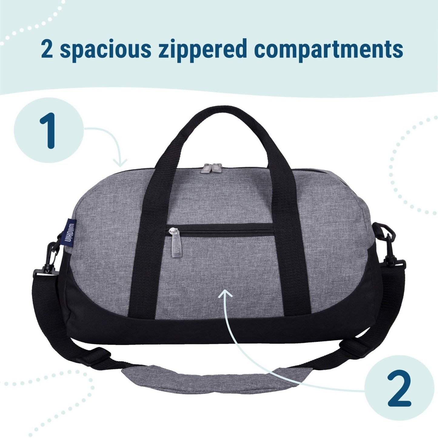 Kids Overnighter Duffel Bag - Carry-On Size for School & Sleepovers - Grey Tweed4