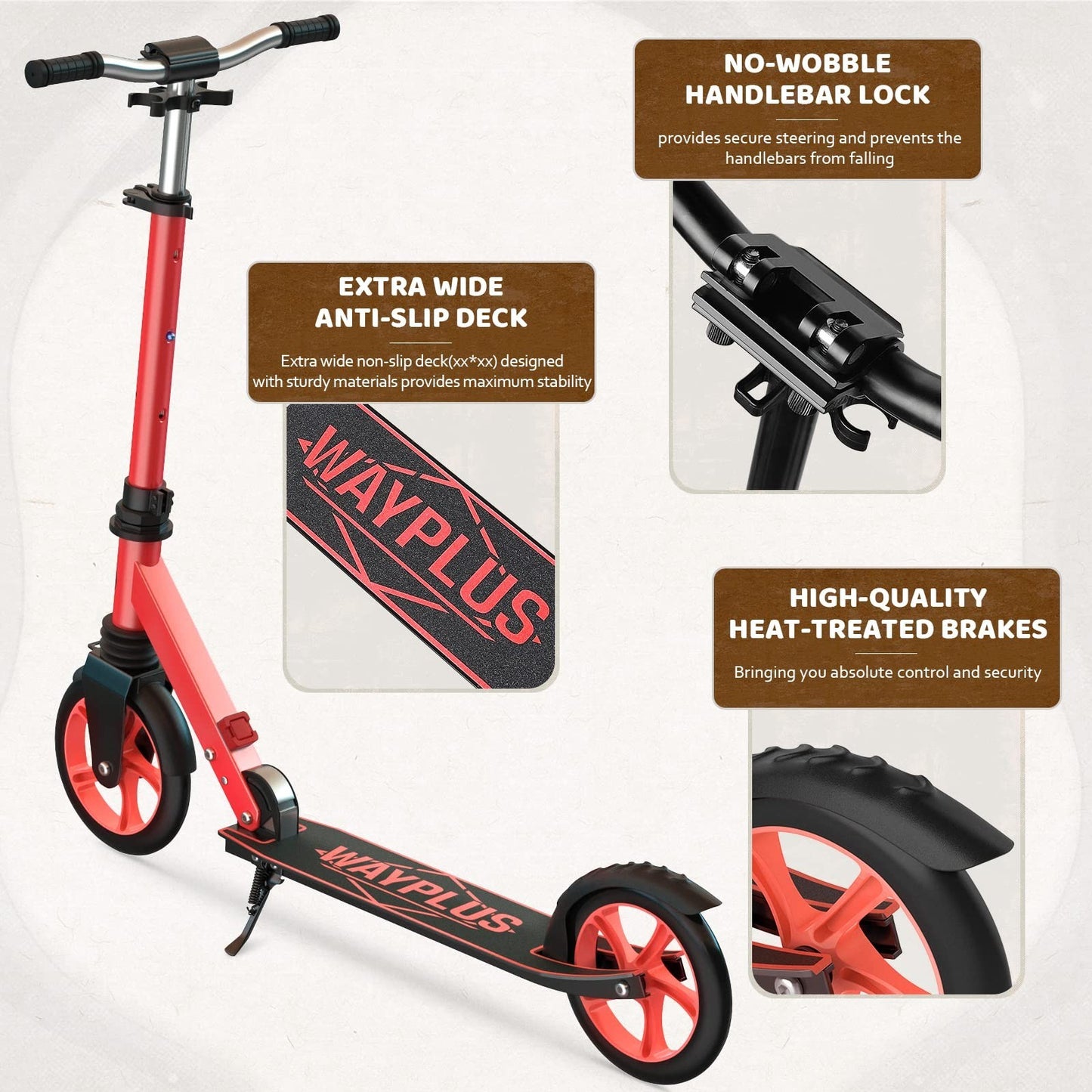 Kick Scooter for Kids, Teens & Adults - 8" Big Wheels, 240lb Capacity, Ages 6+5