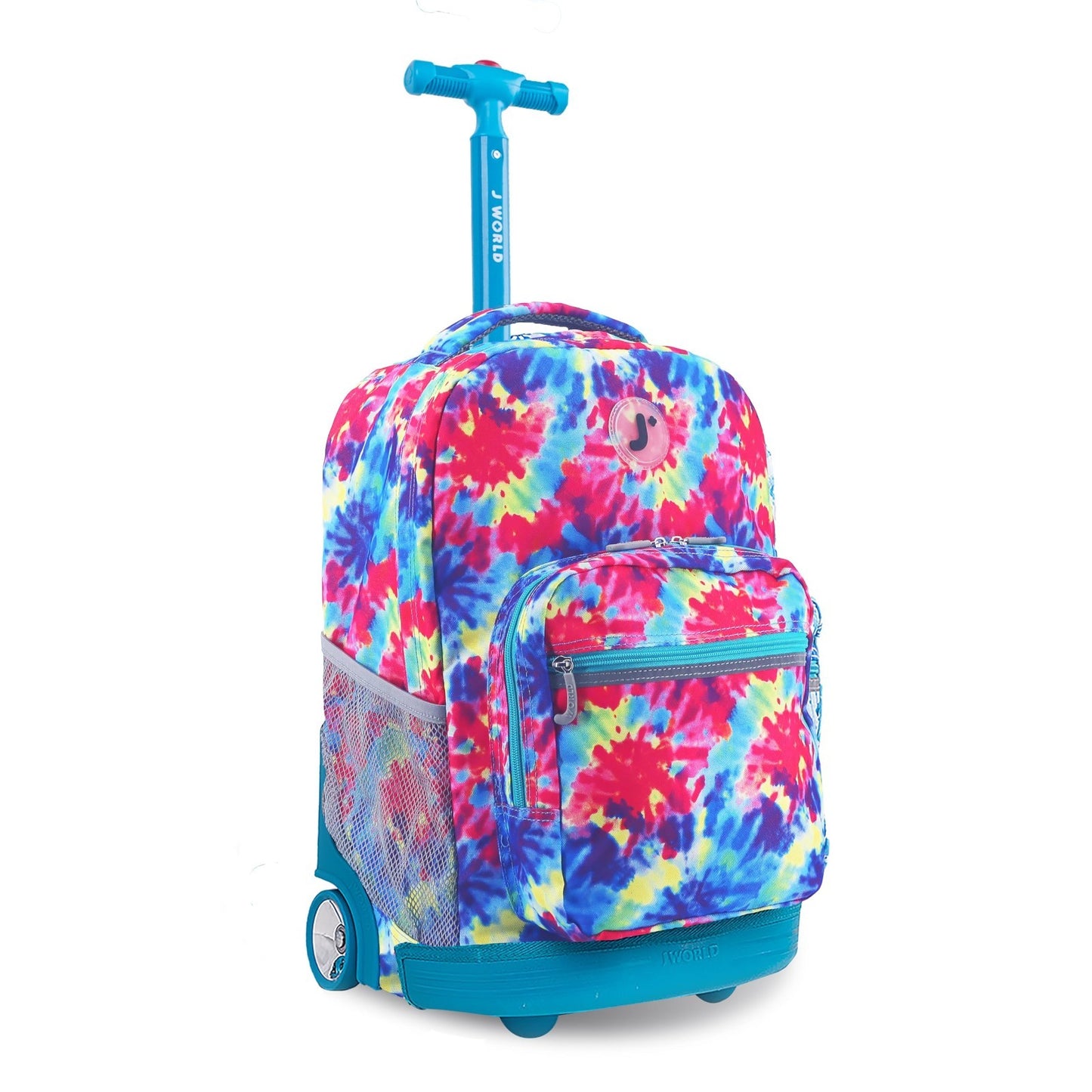Kids Rolling Backpack with Wheels, Tie Dye School Bookbag for Girls & Boys, 18"x1