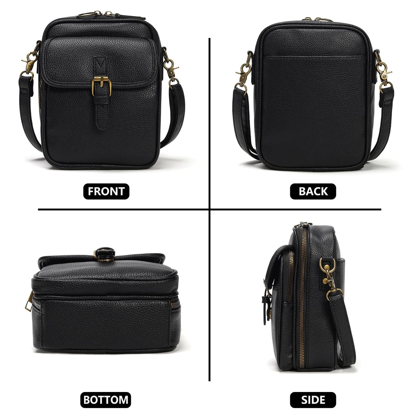 Vegan Leather Crossbody Bags for Women - Vintage Anti-Theft Messenger Purse with5