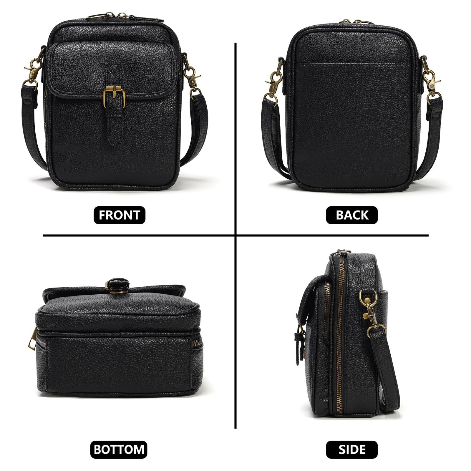 Vegan Leather Crossbody Bags for Women - Vintage Anti-Theft Messenger Purse with5