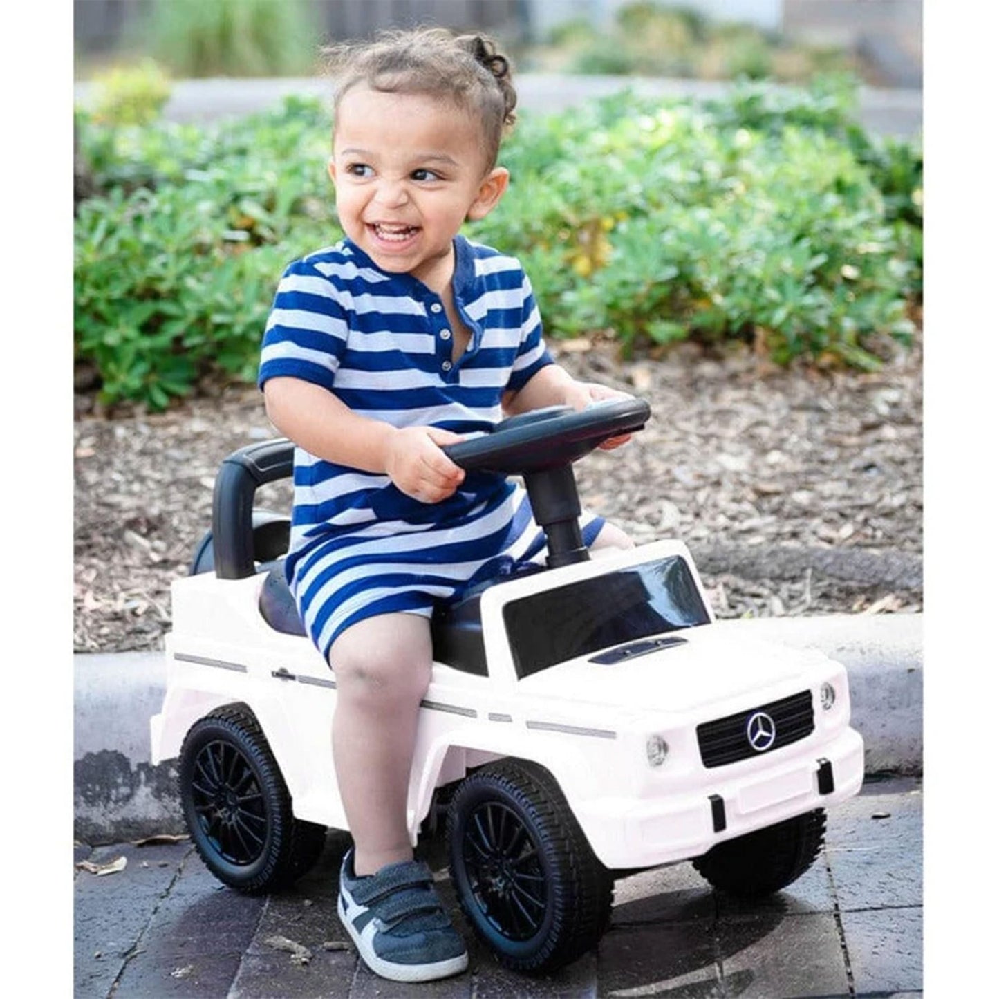 Kids Ride-On Car Stroller Mercedes G-Wagon Push Car with Lights, Horn & Music -2