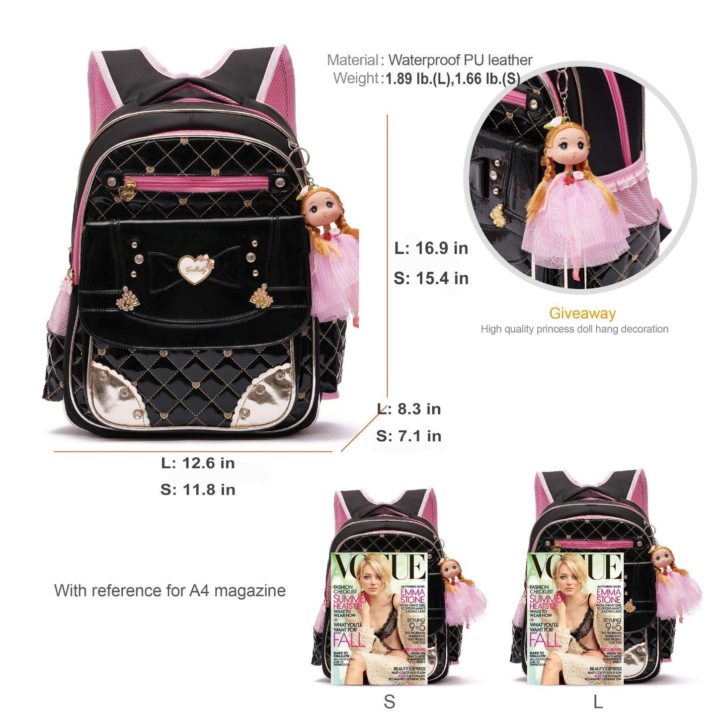 Waterproof Girls Backpack   Cute Toddler School Bag, Small Travel Daypack2