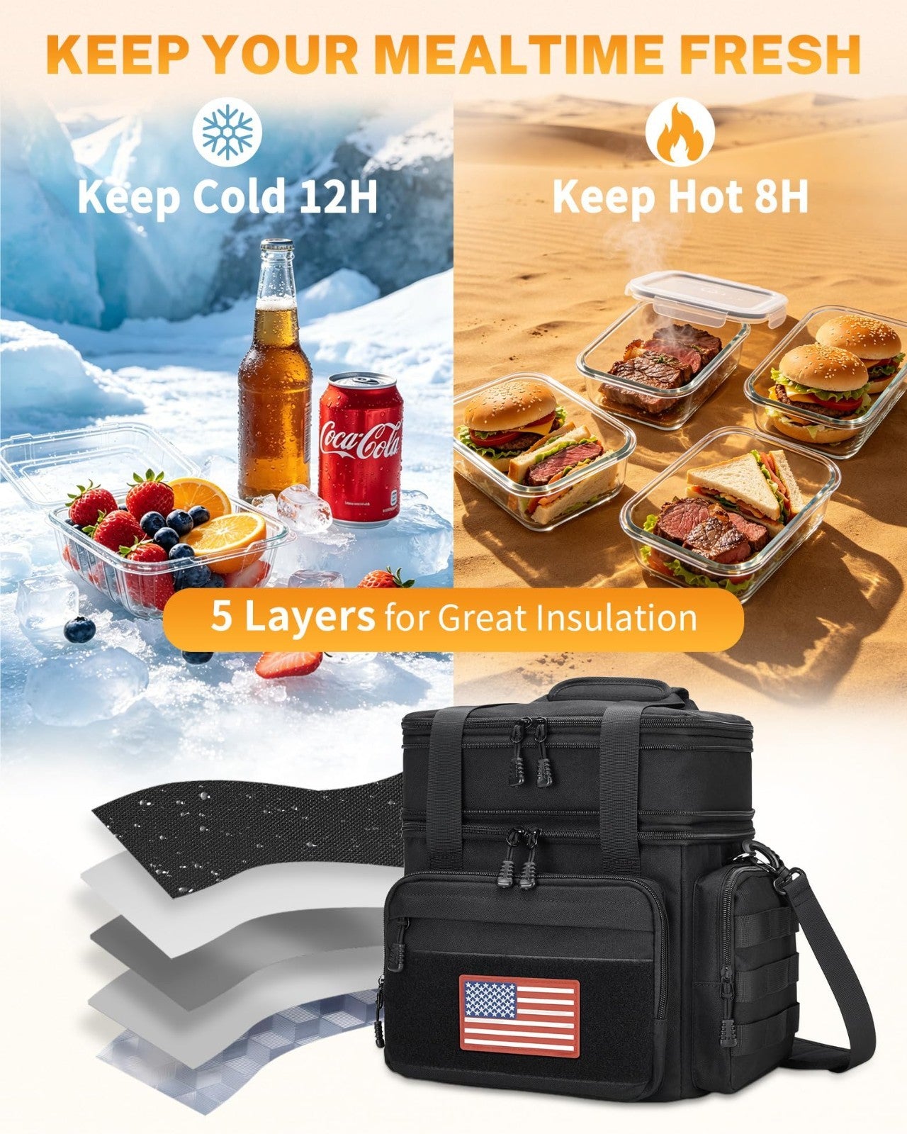 Insulated Tactical Lunch Bag for Men   Leakproof Waterproof Cooler Pail for Work4