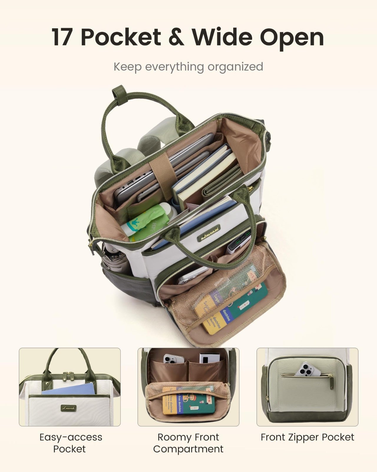 Stylish 15.6" Laptop Backpack for Women, Waterproof Travel Bag with Tumbler Hold2