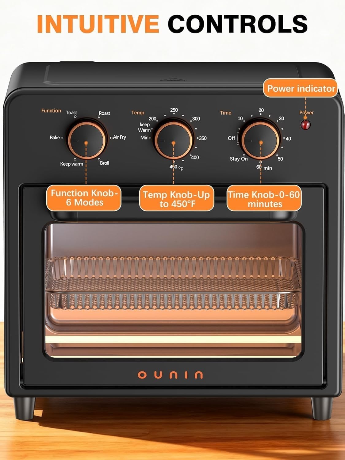 Compact 12QT Air Fryer Toaster Oven - 6-in-1 Multi-Cooker, Stainless Steel, Fast5