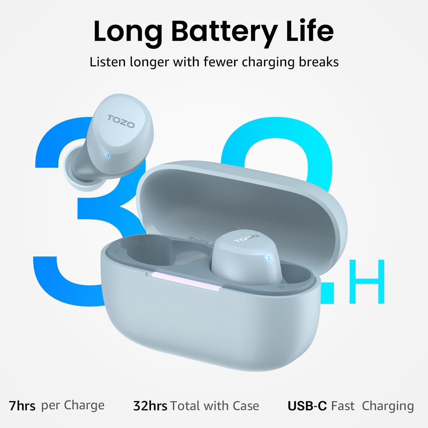 Wireless Earbuds Bluetooth 5.3   Lightweight, IPX5 Waterproof, AI Call Mics, Pre4