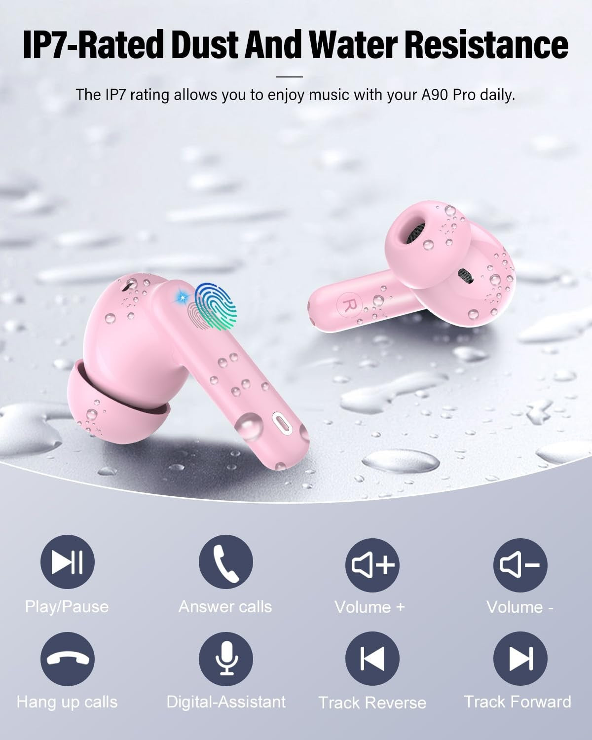 Wireless Bluetooth 5.4 Earbuds, Noise Cancelling, IP7 Waterproof, 36H Playtime,7