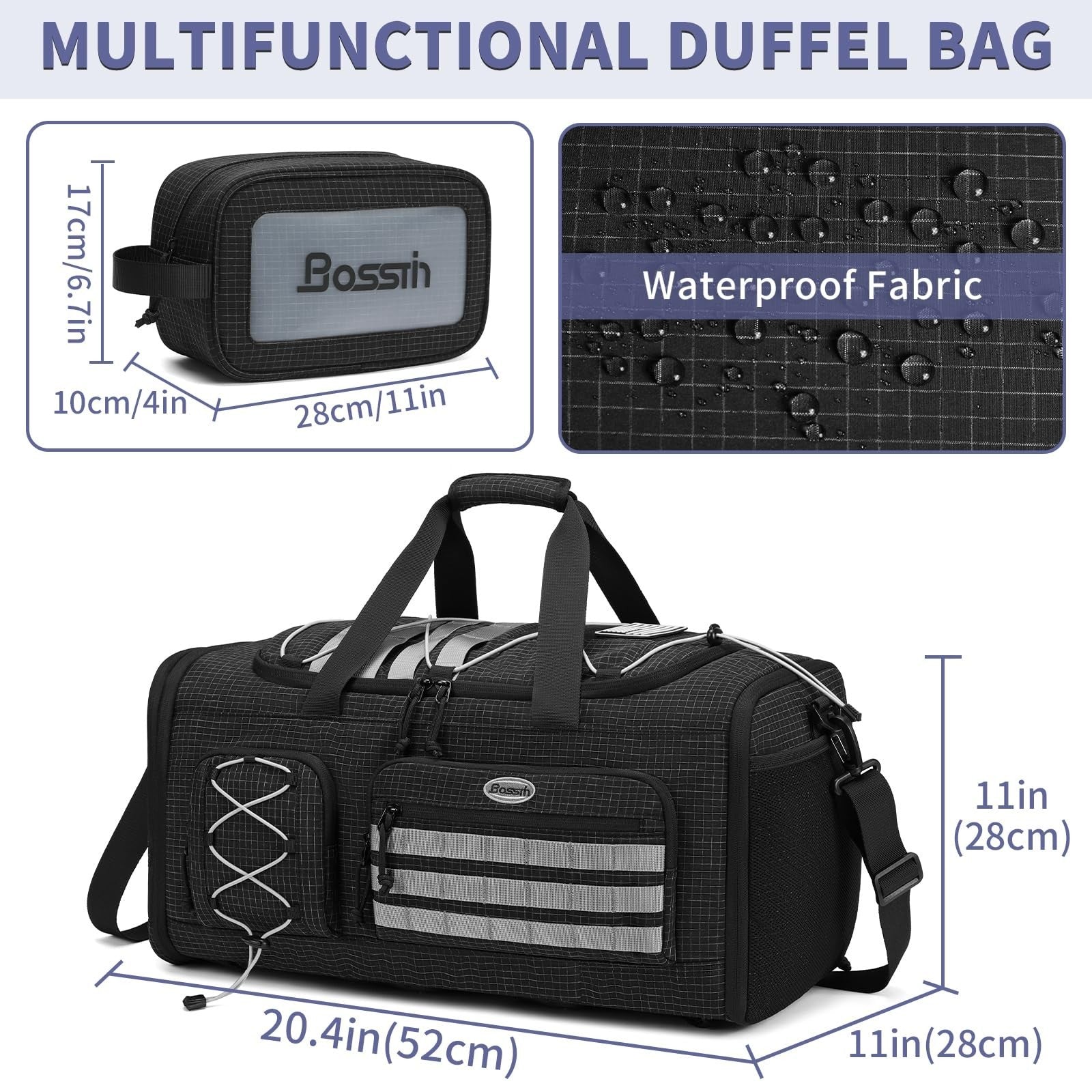 Expandable 45L 50L Sports Duffle Gym Bag for Men & Women   Travel, Workout, Fitn2