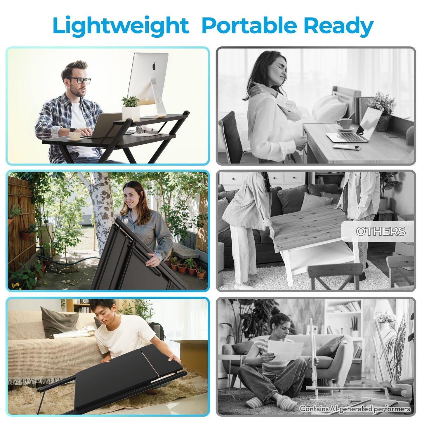 Compact Folding Desk with Shelf - Space Saving Laptop Table for Home Office & Do3