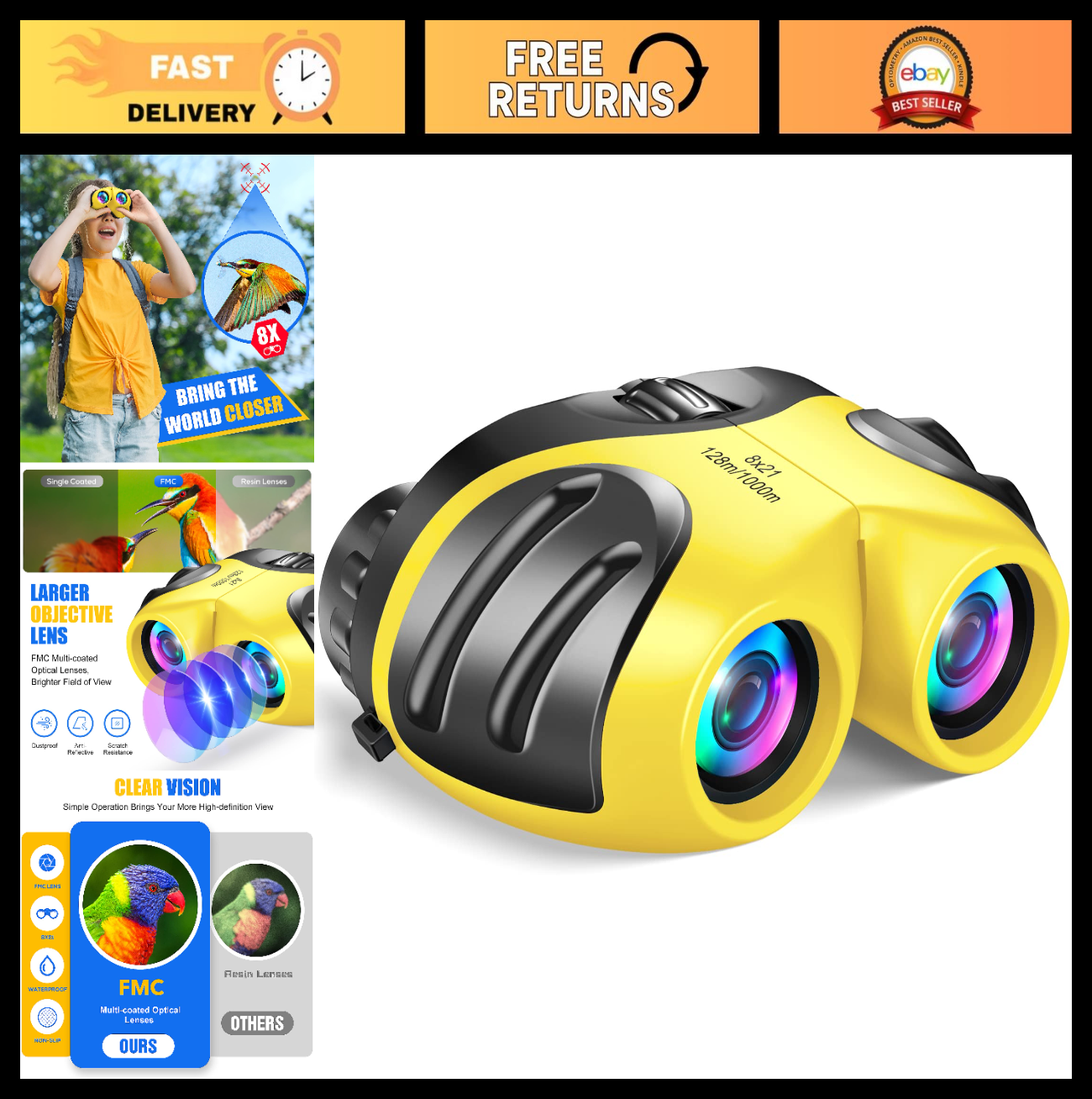 Compact High Resolution Shockproof Binoculars for Kids   Ideal for Outdoor Adven0