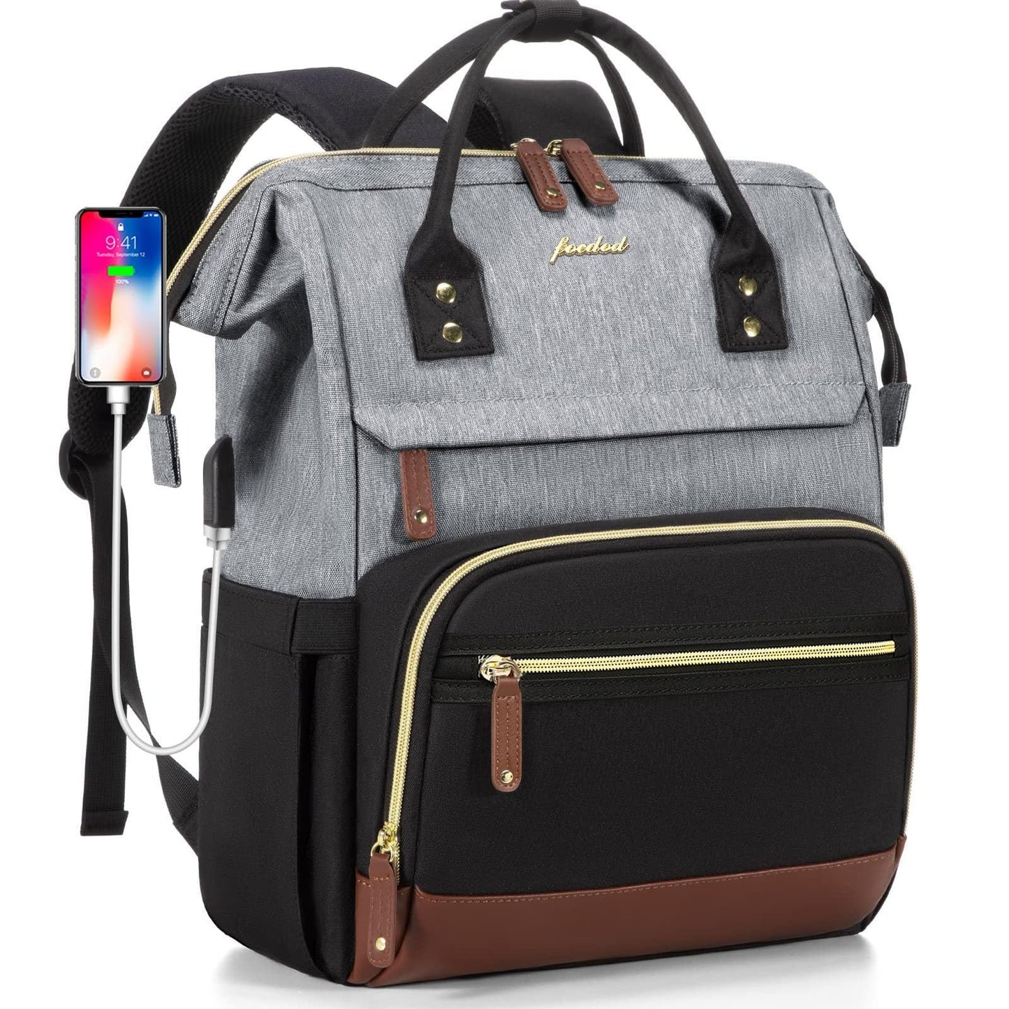 Stylish Laptop Backpack for Women, 15.6" Work Bag with USB Port, Large Capacity1