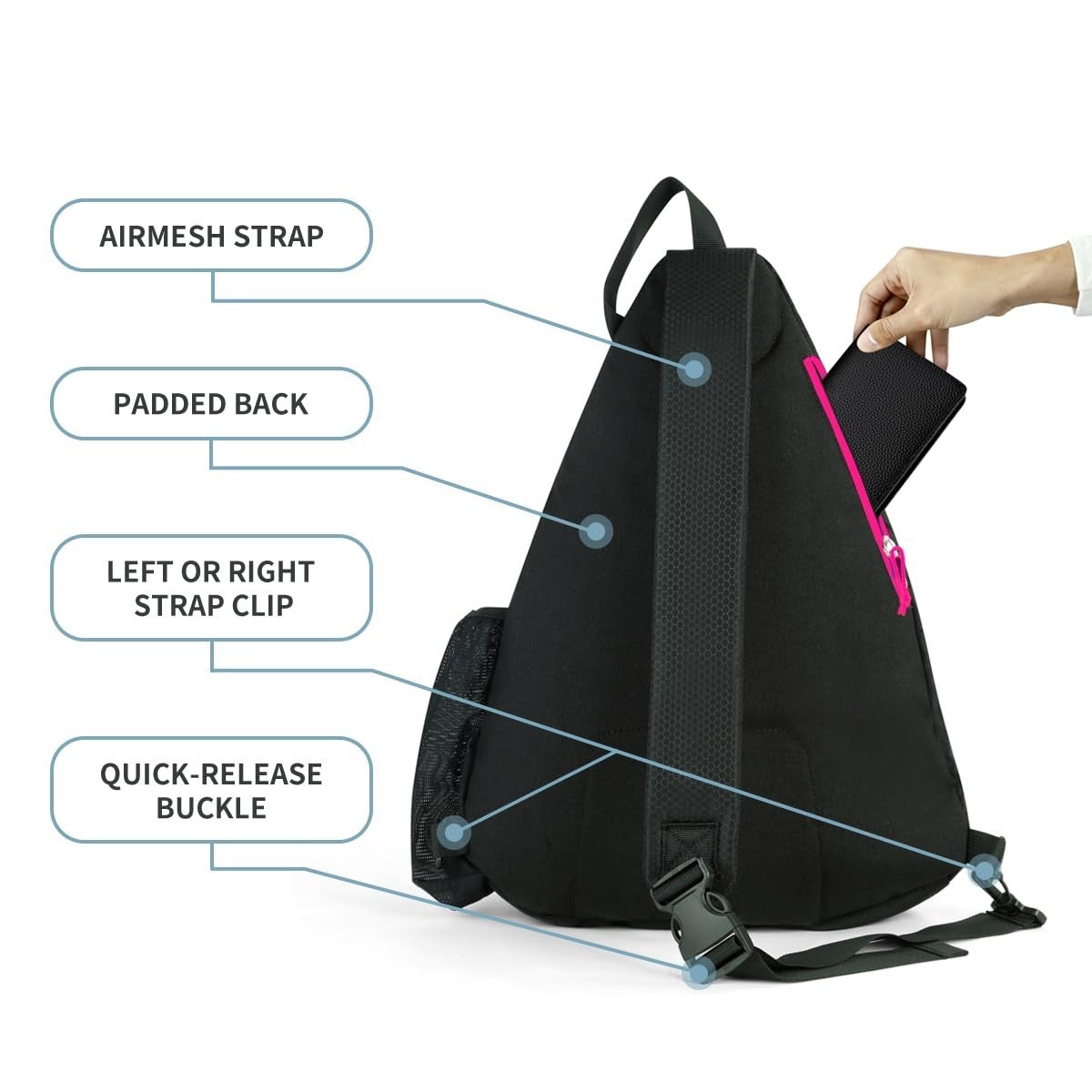 Large Capacity Pickleball Backpack with Fence Hook, Water-Resistant, Padded Back3
