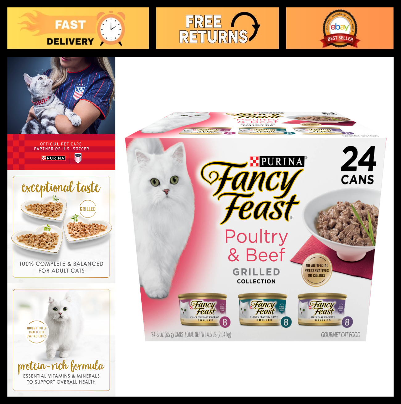 Gourmet Wet Cat Food Variety Pack   Poultry & Beef, 3 oz Cans, 24 Pack0