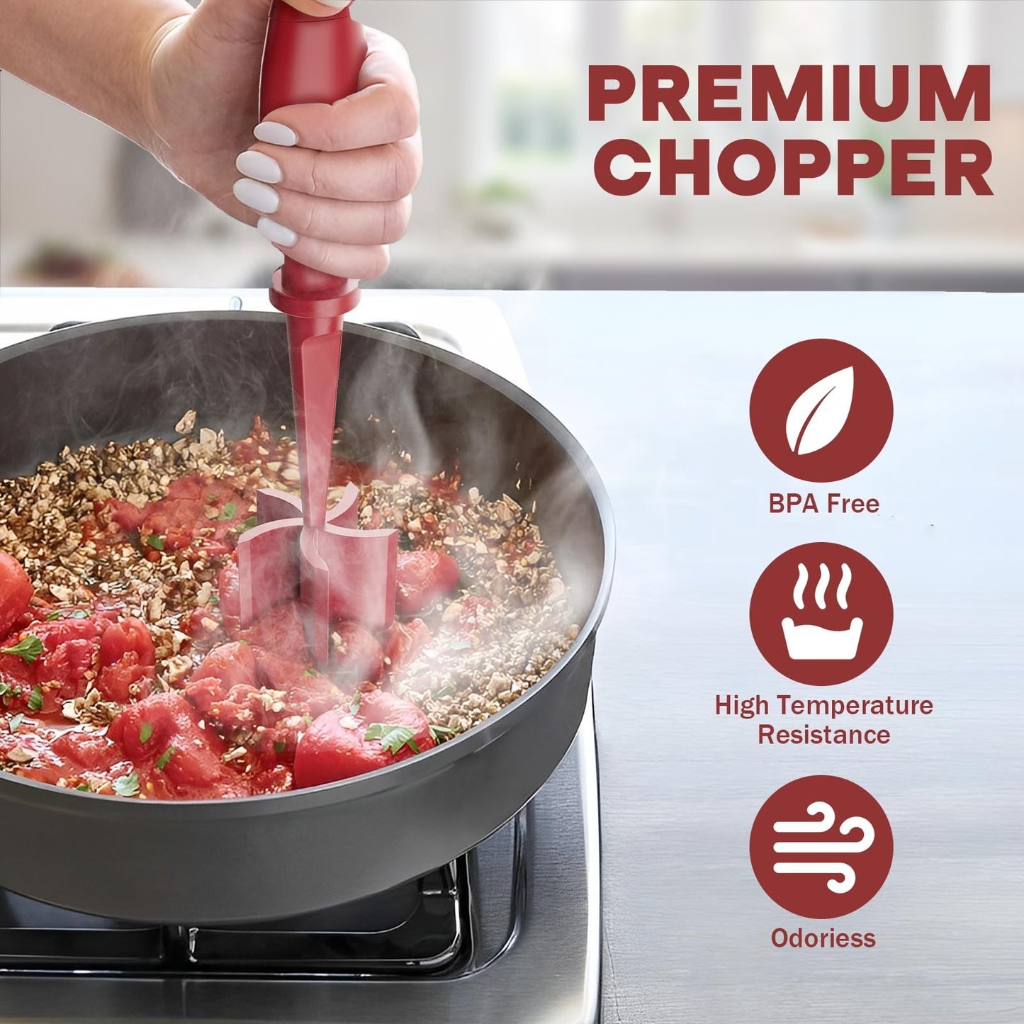 Meat Chopper & Hamburger Smasher   Heat Resistant Non Stick Meat Masher Tool, Re5