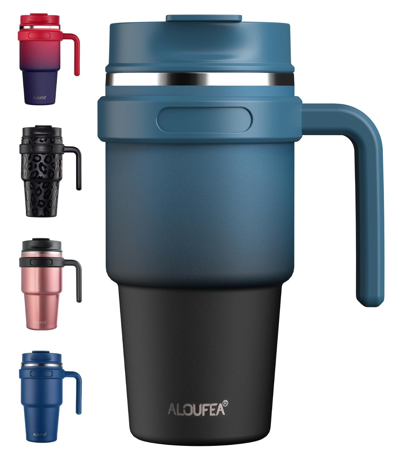 Insulated 20 oz Coffee Mug with Handle   Stainless Steel Travel Tumbler, Lid & S1