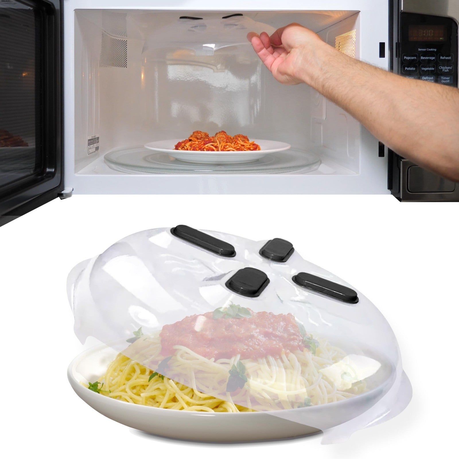 Magnetic Microwave Splatter Cover   12" BPA Free, Vented Lid, Anti Splash, Dishw1