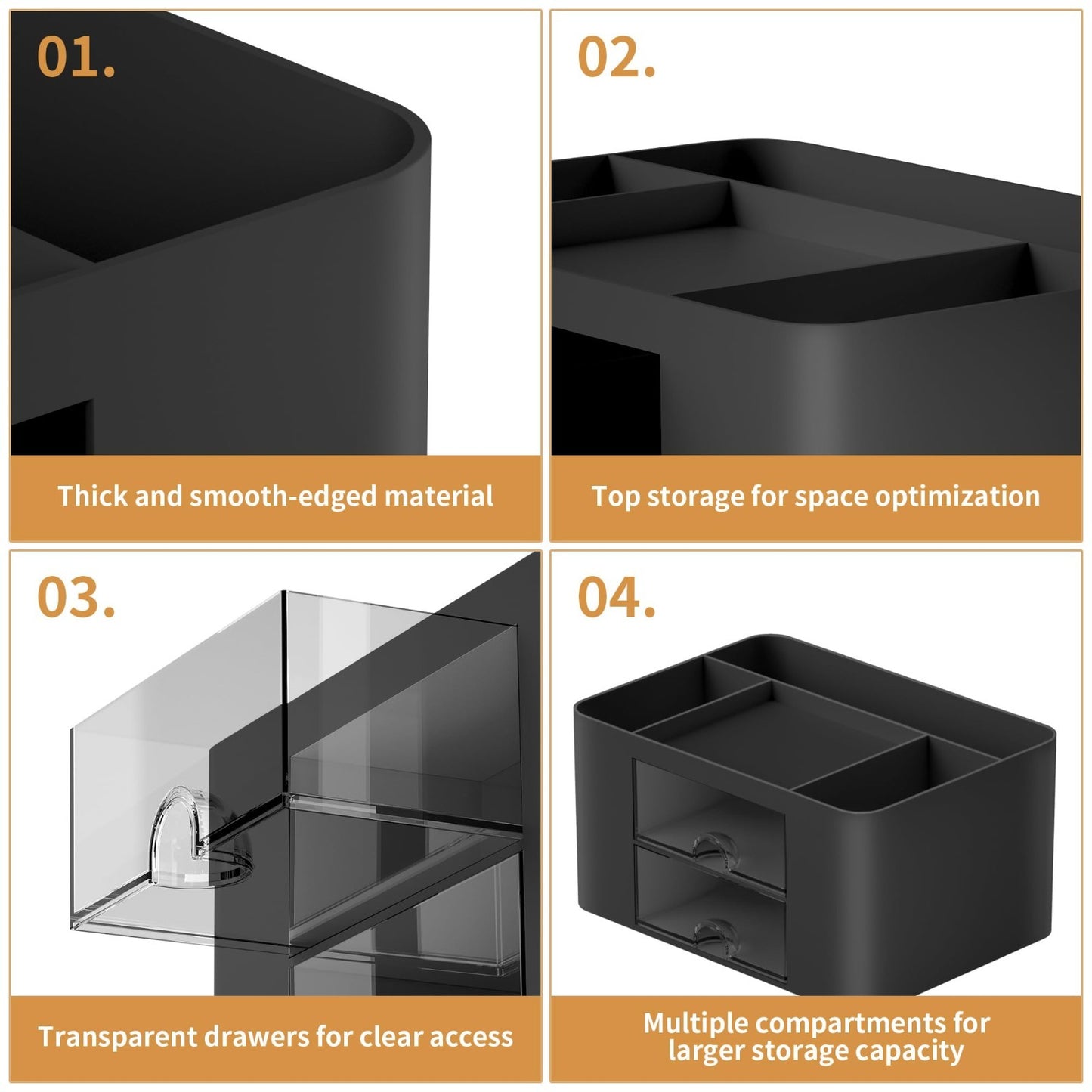 Multi Functional Desk Organizer with 2 Drawers, 5 Compartments for Office Suppli5
