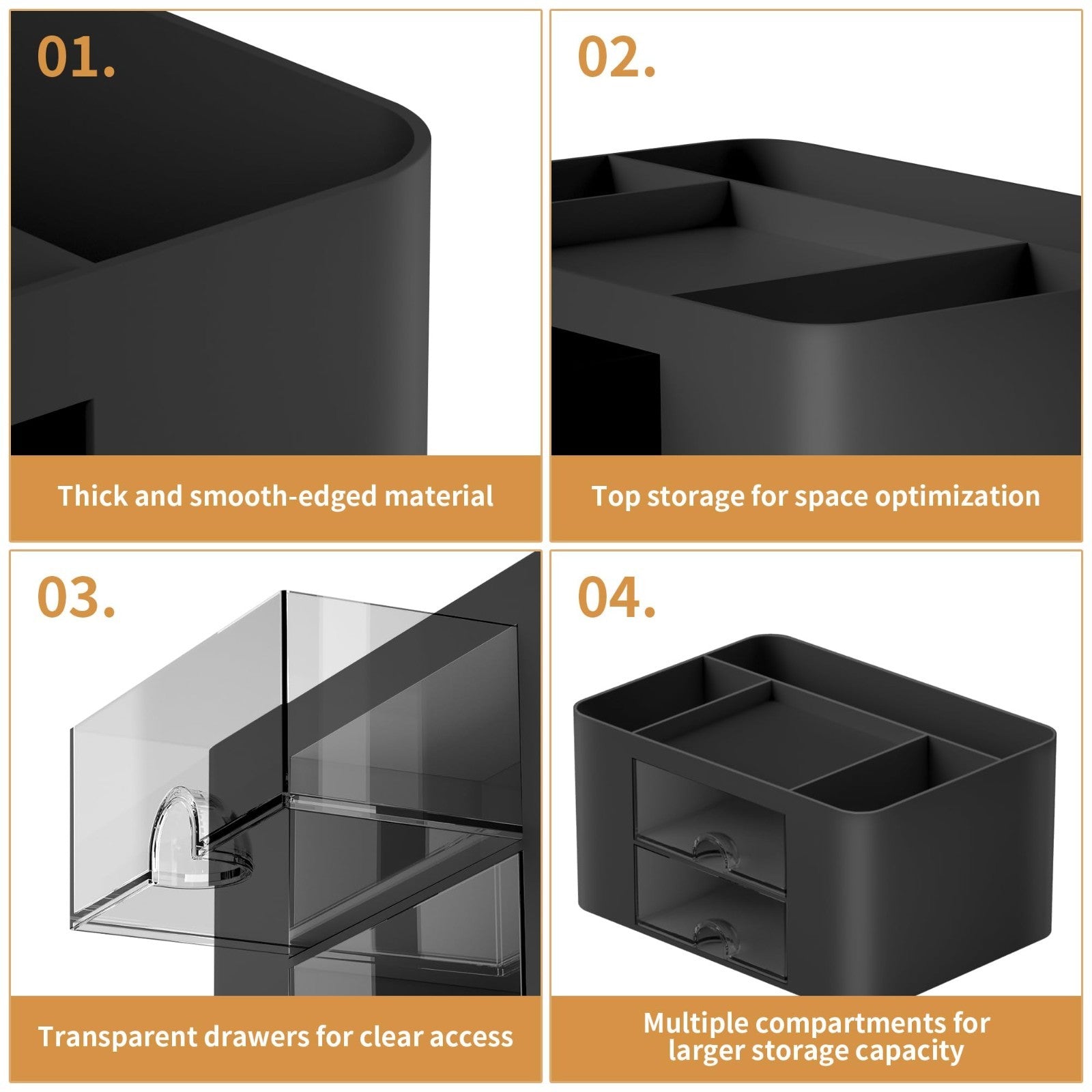 Multi Functional Desk Organizer with 2 Drawers, 5 Compartments for Office Suppli5