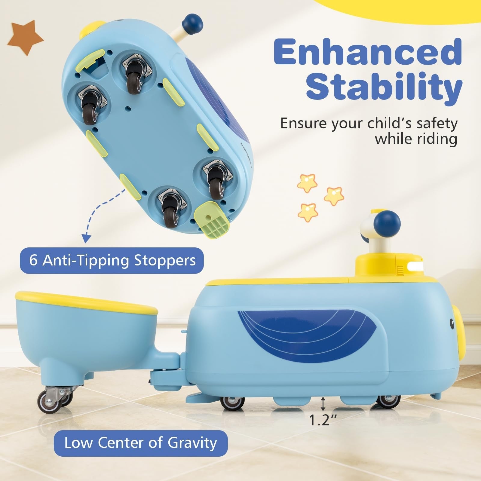 2-in-1 Ride-On Scooter with Trailer, Lights, Music & Storage - Kids Toy for 1+ Y7