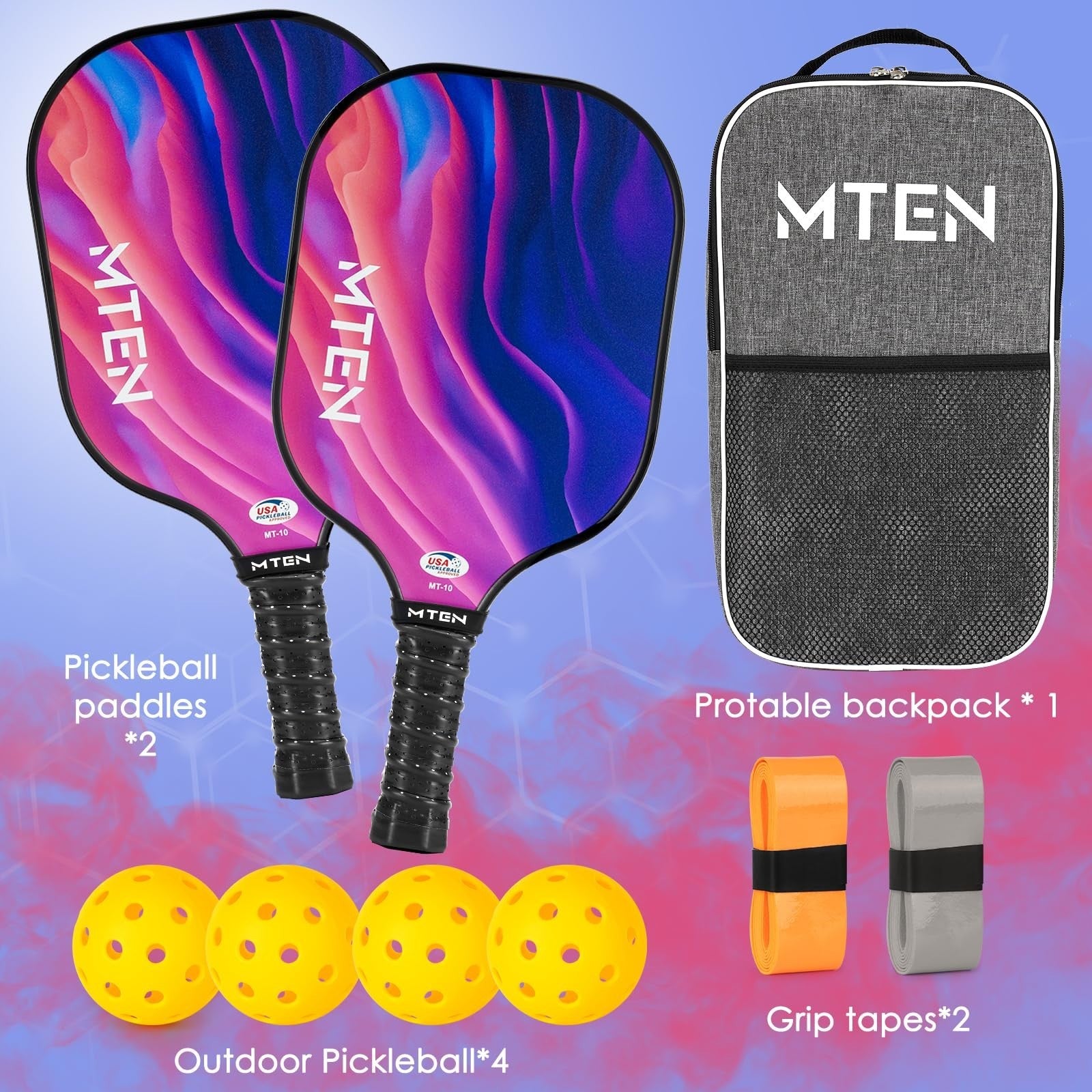 Pickleball Paddle Set of 2/4/1 - USAPA Approved Fiberglass Rackets, Lightweight5
