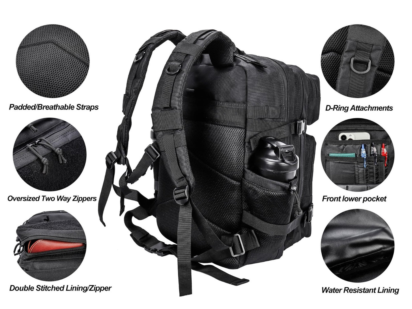 Tactical Military Backpack 45L   3 Day Assault Pack Rucksack with Molle System,4
