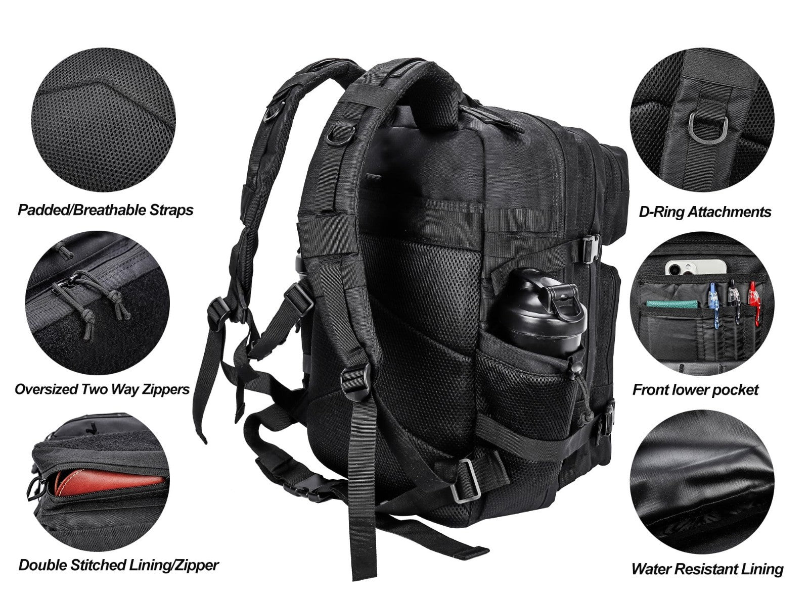 Tactical Military Backpack 45L   3 Day Assault Pack Rucksack with Molle System,4