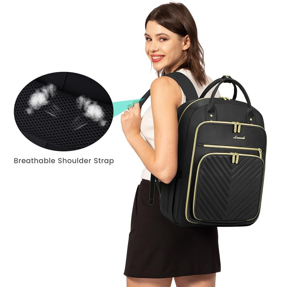 Stylish Water Resistant Laptop Backpack for Women, USB Charging, Travel Work Bag8