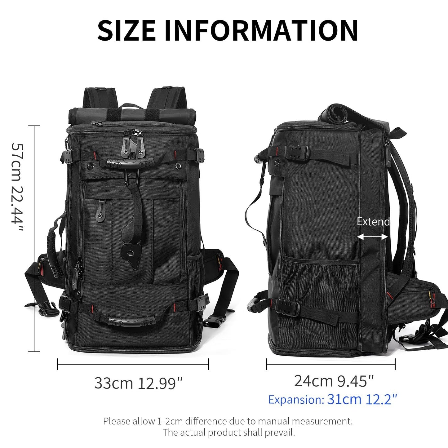 Large Capacity Travel Hiking Sports Backpack Duffle Bag 60L Convertible Laptop B2