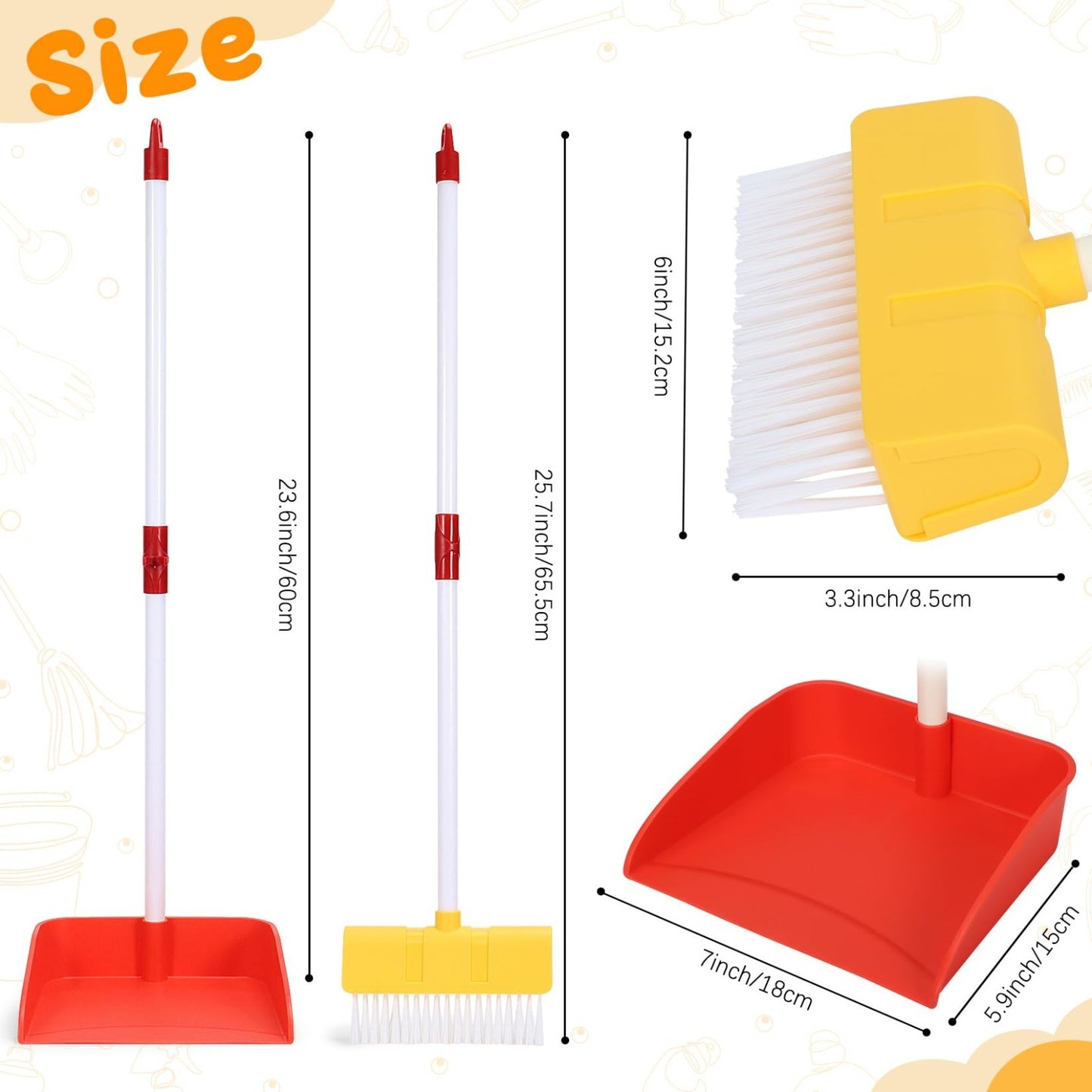 Kids Cleaning Toy Set - Broom & Dustpan for Toddlers, 2PCS Role Play Chores, Age2