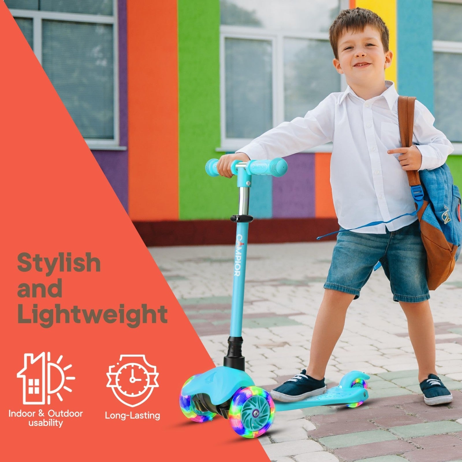 Teal Mini 3-Wheel Kids Scooter - Lean-to-Steer, LED Wheels, Adjustable Handlebar8