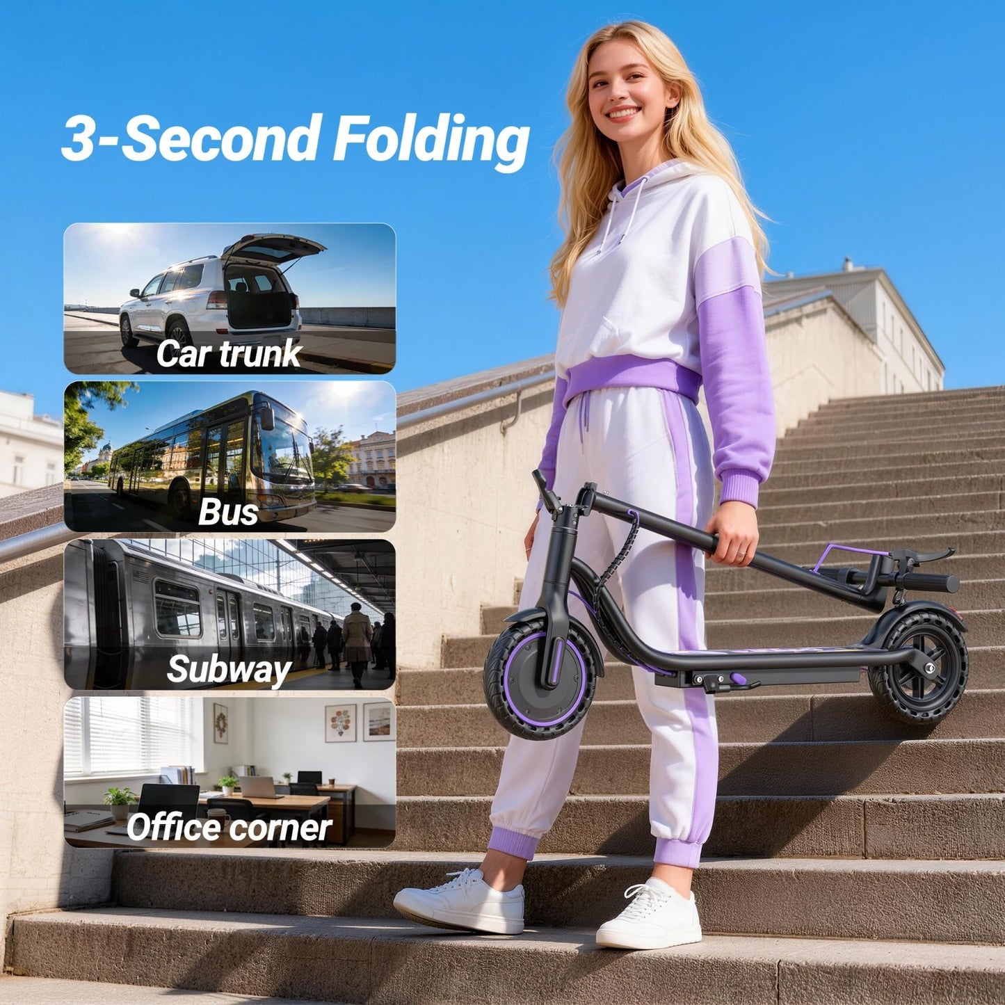 Powerful Electric Scooter 350W-500W, 9-22 MPH, 10-41 Mile Range, Foldable, Dual5