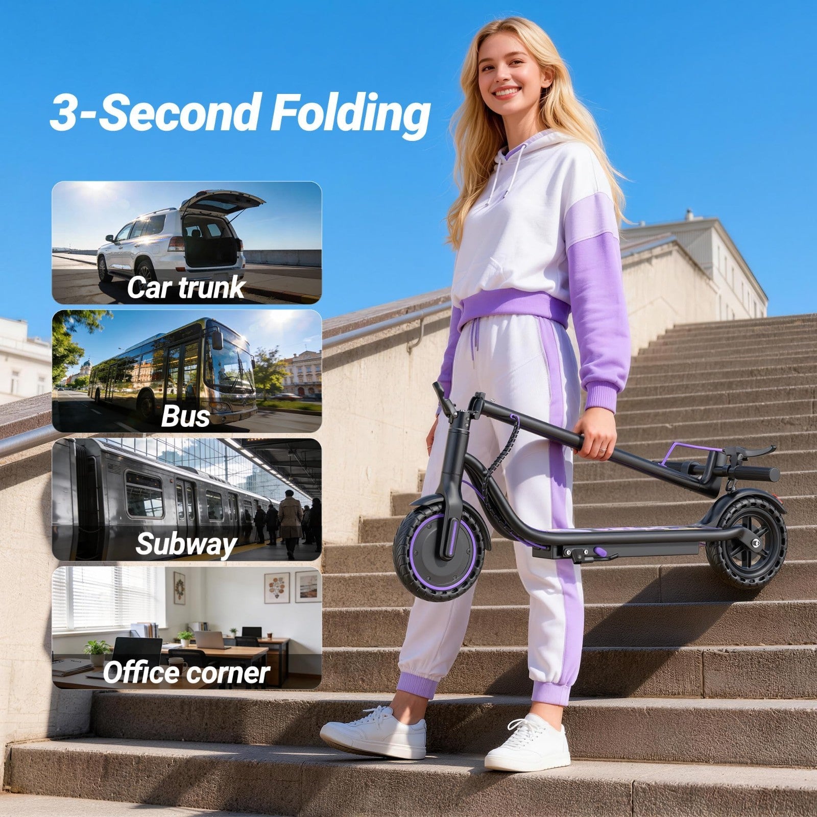 Powerful Electric Scooter 350W-500W, 9-22 MPH, 10-41 Mile Range, Foldable, Dual5