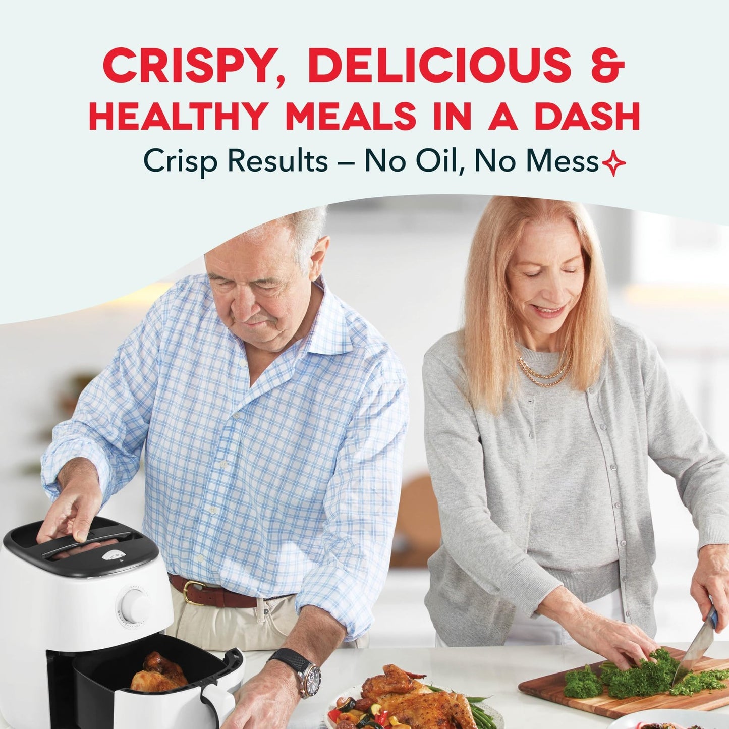 Compact Air Fryer with Adjustable Temperature - Nonstick Basket, 2.6 Quart, Auto3