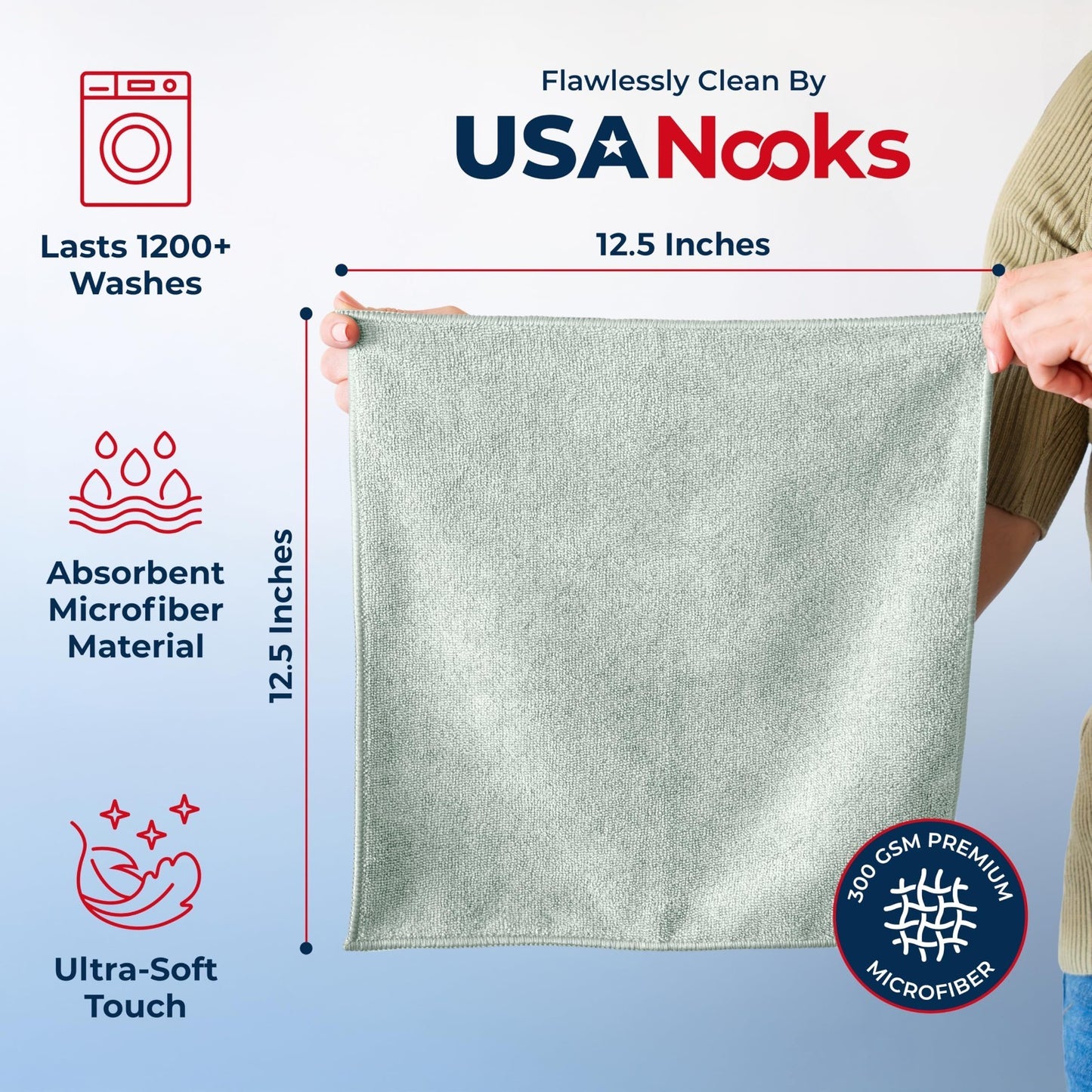 Microfiber Cleaning Cloths   12 Pack Sea Green, Ultra Absorbent, Streak Free Shi2
