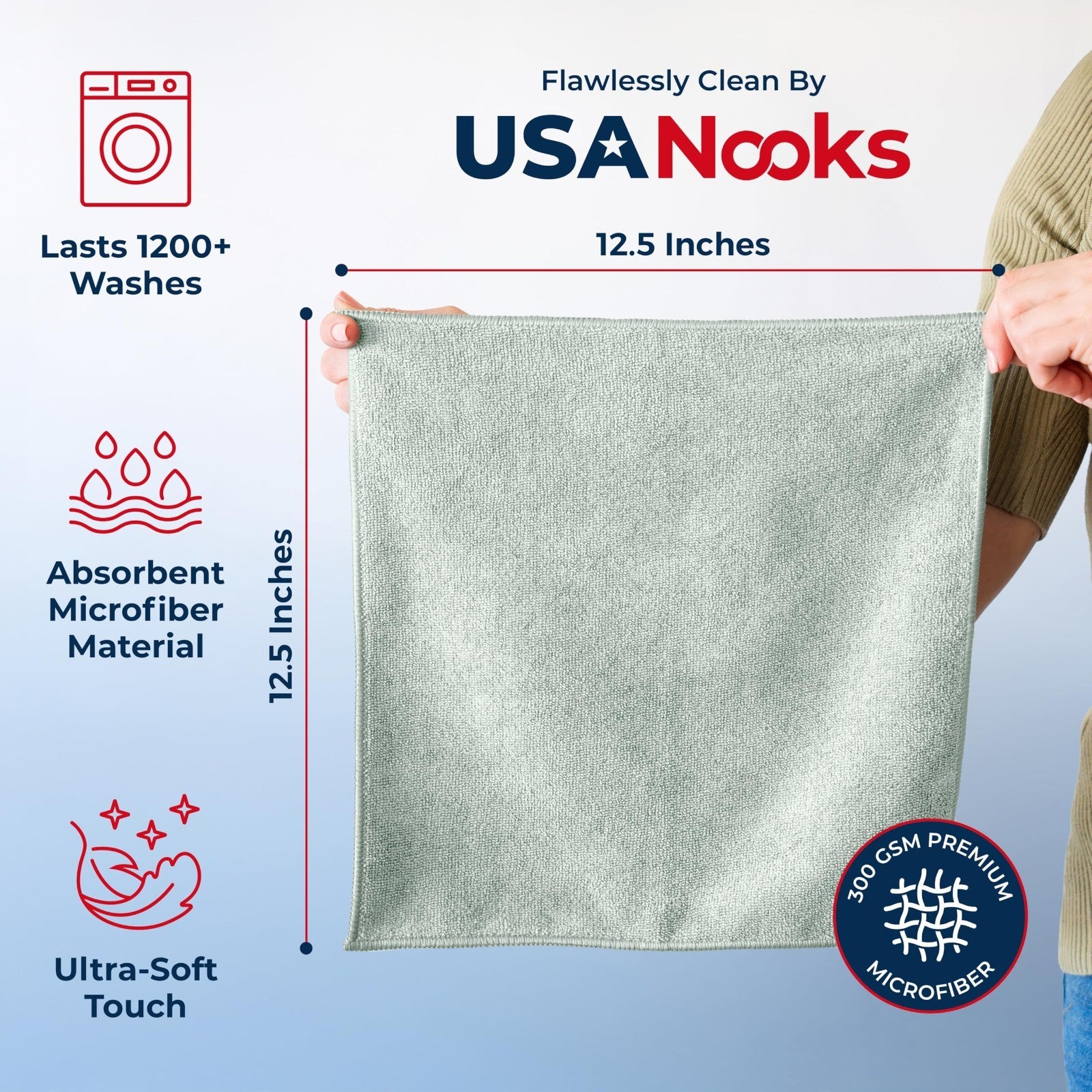 Microfiber Cleaning Cloths   12 Pack Sea Green, Ultra Absorbent, Streak Free Shi2